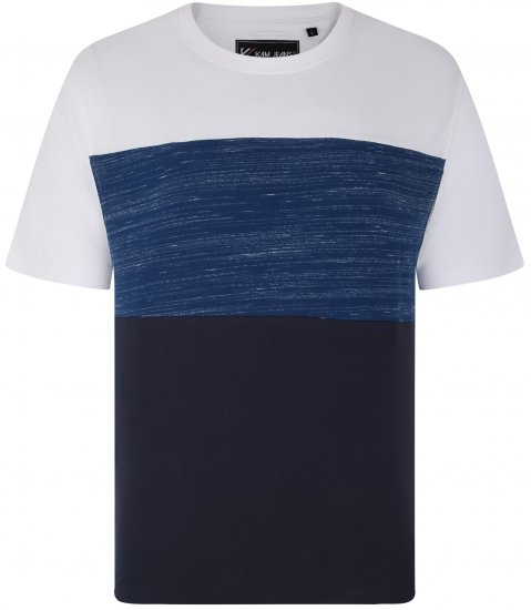 Kam Jeans 5739 Contrast Panel Cut & Saw T-Shirt Navy - Herren-T-shirts - Herren-T-Shirts in großen Größen