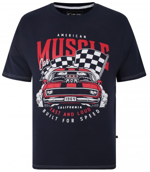 Kam Jeans Amercian Muscle Print T-Shirt Navy - Herren-T-shirts - Herren-T-Shirts in großen Größen