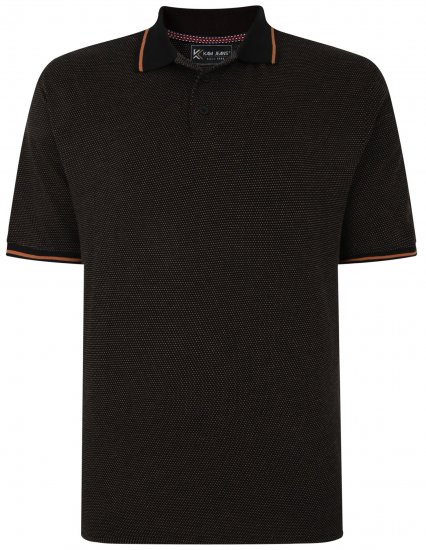Kam Jeans 5486 Dobby Print Jersey Polo Black - Polo-shirts für herren - Polo-Shirts für Herren in großen Größen