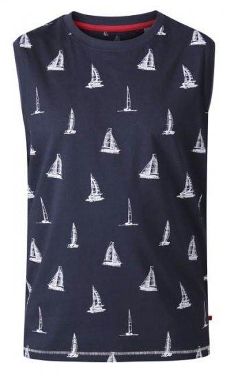 D555 Morton Yacht Print Sleeveless T-Shirt Navy - Herren-T-shirts - Herren-T-Shirts in großen Größen