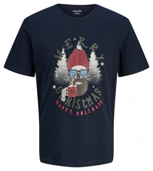 Jack & Jones Noel Merry Christmas T-Shirt Navy - Herren-T-shirts - Herren-T-Shirts in großen Größen