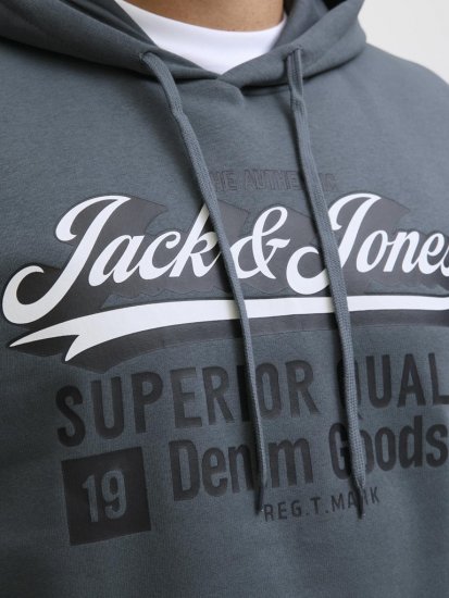 Jack & Jones 2 COL LOGO Hoodie Grey - Herren-sweater und -hoodies - Herren-Sweater und -Hoodies in großen Größen