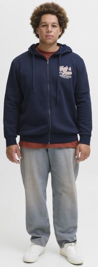 Jack & Jones Logo 2 COL Hoodie with Zipper Blue - Herren-sweater und -hoodies - Herren-Sweater und -Hoodies in großen Größen