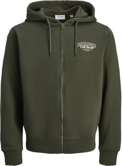 Jack & Jones Makoto Hoodie with Zipper Green - Herren-sweater und -hoodies - Herren-Sweater und -Hoodies in großen Größen