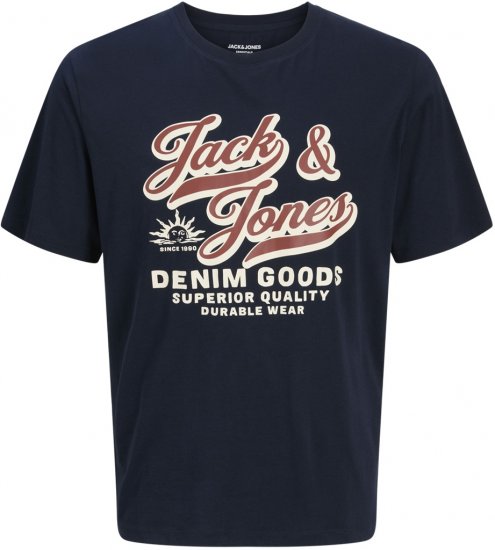 Jack & Jones Logo 2COL T-Shirt Blue - Herren-T-shirts - Herren-T-Shirts in großen Größen