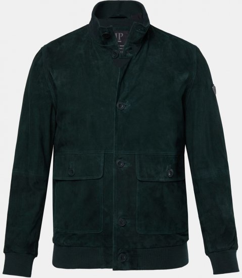 JP1880 Leather Jacket Suede with Stand-up Collar Dark Green - Herren jacken - Herren Jacken in großen Größen