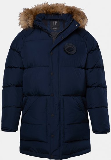 JP1880 Quilted Parka Lightweight and Warm with Faux Fur Hood Navy - Herren jacken - Herren Jacken in großen Größen