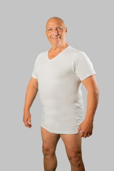 20 Nodi Short Sleeve V-Neck in Stretch Cotton White - Herrenunterwäsche & bademode - Herrenunterwäsche & Bademode in großen Größen