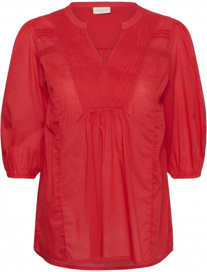 Kaffe Curve Karlia 3/4 Sleeve Blouse Red - Blusen - 