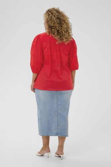 Kaffe Curve Karlia 3/4 Sleeve Blouse Red - Blusen - 