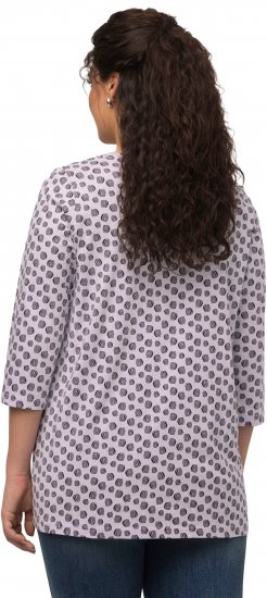 Ulla Popken Polka Dot 3/4 Sleeve Square Neck A-Line Tee Light Blue-Grey - Bedruckte T-shirts für herren - 