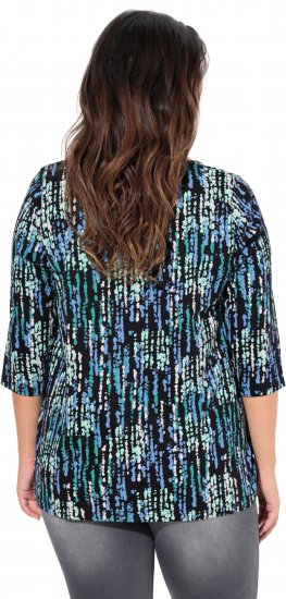 Ulla Popken Graphic Print Square Neck Tee Black - Bedruckte T-shirts für herren - 