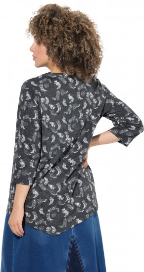 Ulla Popken Asymmetric Cowboy Boot Print Tee Black - Bedruckte T-shirts für herren - 