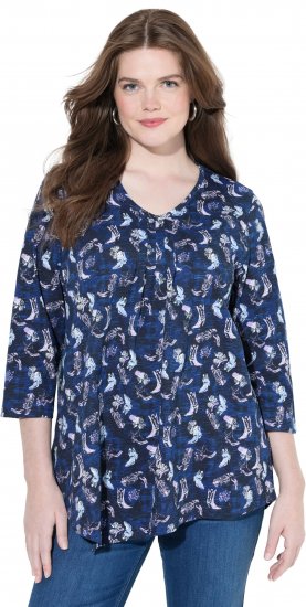 Ulla Popken Asymmetric Cowboy Boot Print Tee Dark Blue - Bedruckte T-shirts für herren - 