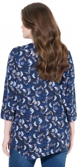 Ulla Popken Asymmetric Cowboy Boot Print Tee Dark Blue - Bedruckte T-shirts für herren - 