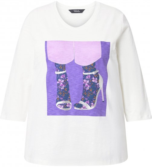 Ulla Popken Fashion Graphic T-Shirt Off-White - Bedruckte T-shirts für herren - 