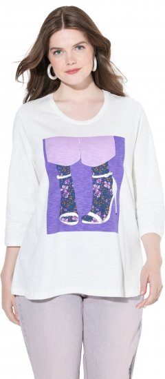Ulla Popken Fashion Graphic T-Shirt Off-White - Bedruckte T-shirts für herren - 