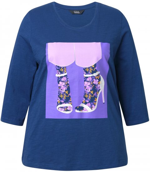 Ulla Popken Fashion Graphic T-Shirt Dark Blue - Bedruckte T-shirts für herren - 