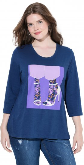 Ulla Popken Fashion Graphic T-Shirt Dark Blue - Bedruckte T-shirts für herren - 