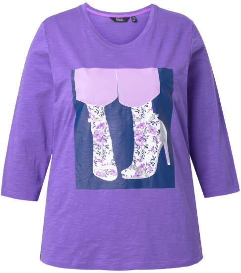 Ulla Popken Fashion Graphic T-Shirt Purple - Bedruckte T-shirts für herren - 