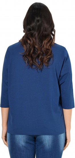 Ulla Popken Inspirational Graphic Lettering 3/4 Sleeve Tee Dark Blue - Bedruckte T-shirts für herren - 