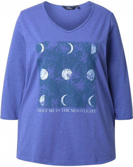 Ulla Popken Meet Me In The Moonlight 3/4 Sleeve Graphic Tee Atlantic Blue - Bedruckte T-shirts für herren - 