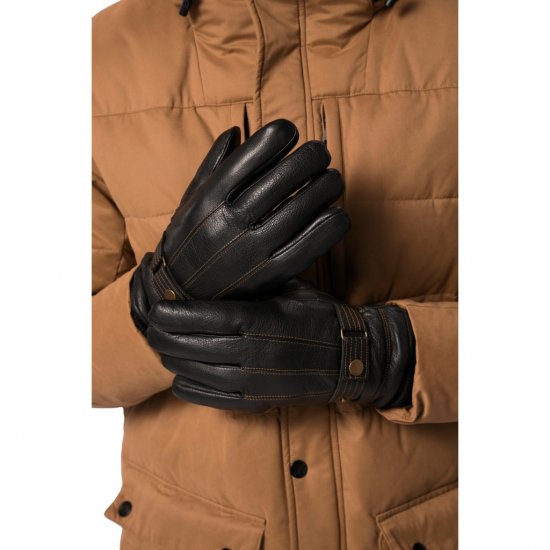 JP1880 Gloves Leather Warm Lining Black - Accessoires - Herren-Accessoires