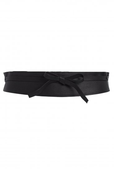 Ulla Popken Soft Leather Tie Belt Black - Damen-gürtel - 