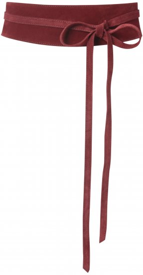 Ulla Popken Leather Tie Belt Dark Red - Damen-gürtel - Gürtel in Größe 95-155 cm