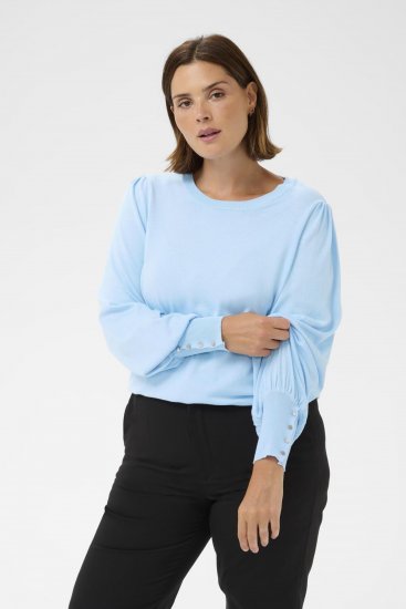 Kaffe Curve Lizzy Langarm-Pullover Blau - Pullover & Strickmode - 