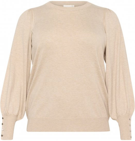 Kaffe Curve Lizzy Langarm-Pullover Beige - Pullover & Strickmode - 