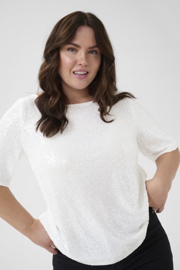 Kaffe Curve Mirana Sequin Blouse Chalk - Blusen - 