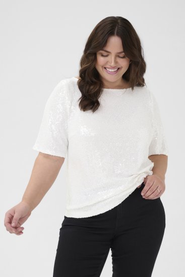 Kaffe Curve Mirana Sequin Blouse Chalk - Blusen - 