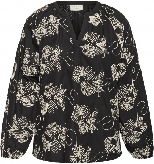 Kaffe Curve Kimmie Blouse Black Chalk Embroidery - Blusen - 