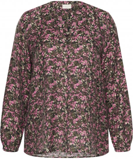 Kaffe Curve Belle Blouse Pink Black Graphic Flower - Blusen - 