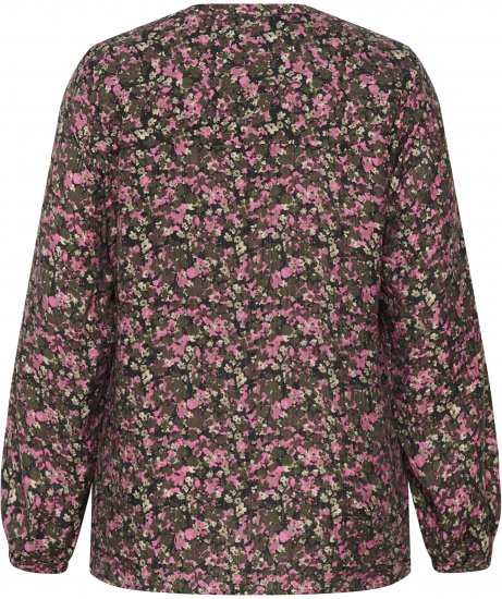 Kaffe Curve Belle Blouse Pink Black Graphic Flower - Blusen - 