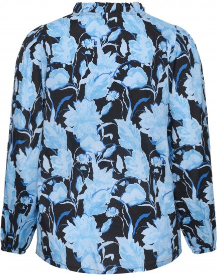 Kaffe Curve Sasja Langarmbluse Blue Snake Flower - Blusen & Tuniken - 