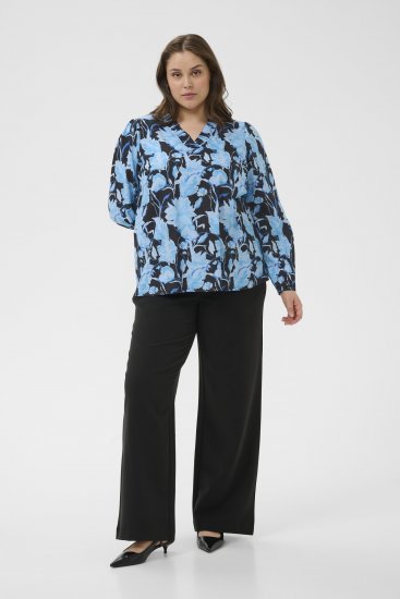 Kaffe Curve Sasja Langarmbluse Blue Snake Flower - Blusen & Tuniken - 