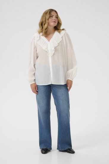 Kaffe Curve Lana Frill Blouse White - Blusen - 