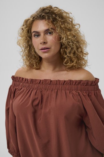 Kaffe Curve Neela Off-Shoulder Blouse Henna Brown - Blusen & Tuniken - 