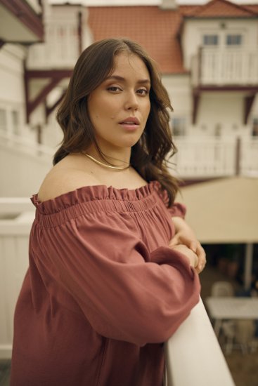 Kaffe Curve Neela Off-Shoulder Blouse Henna Brown - Blusen & Tuniken - 