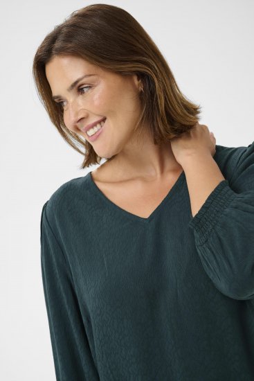 Kaffe Curve Pippi Blouse 3/4 Sleeve Magical Forest Green - Blusen & Tuniken - 