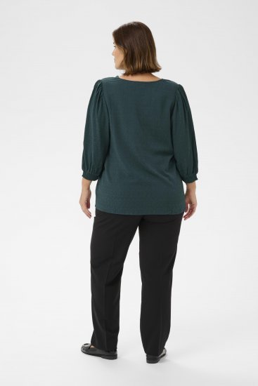 Kaffe Curve Pippi Blouse 3/4 Sleeve Magical Forest Green - Blusen & Tuniken - 