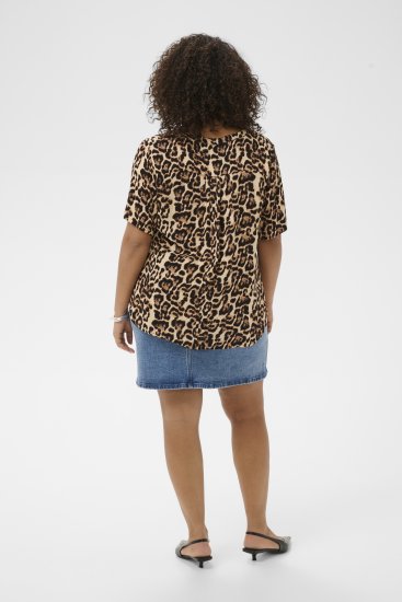 Kaffe Curve Ami Short Sleeve Blouse Printed Leopard - Blusen & Tuniken - 