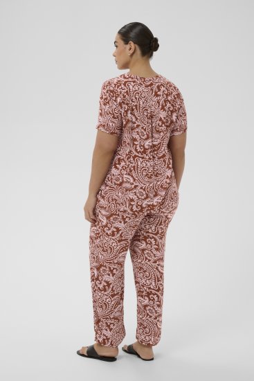 Kaffe Curve Ami Short Sleeve Blouse Printed Henna Brown - Blusen & Tuniken - 