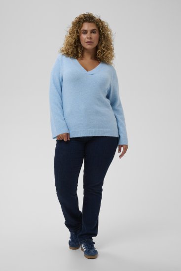 Kaffe Curve Jilanda V-Neck Pullover Blue - Pullover & Strickmode - 