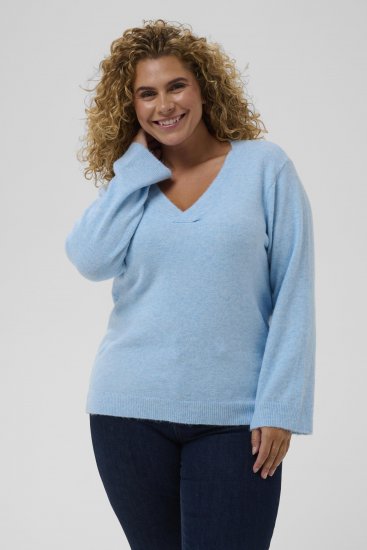 Kaffe Curve Jilanda V-Neck Pullover Blue - Pullover & Strickmode - 