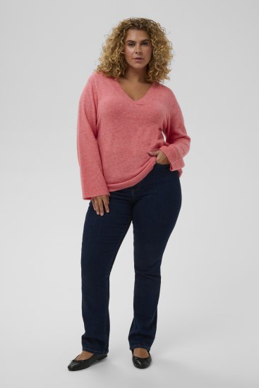 Kaffe Curve Jilanda V-Neck Pullover Red - Pullover & Strickmode - 