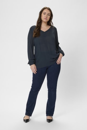 Kaffe Curve Ami Langarm Bluse Mitternachtsmarine - T-Shirts - 