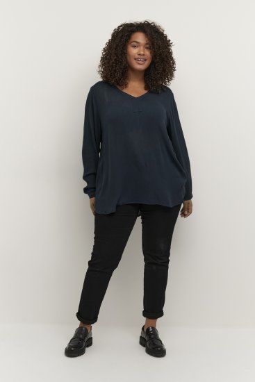 Kaffe Curve Ami Langarm Bluse Mitternachtsmarine - T-Shirts - 